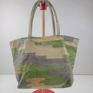 WKND WYFR Whoa Nelly Tote Camo Green Gray Gold Handbag Purse Shoulder Med Bag